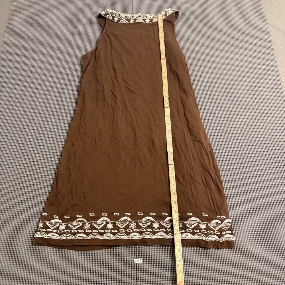 Charter Club Petite Brown Embroidered Sleeveless Shift Dress Size PM - Picture 4 of 6
